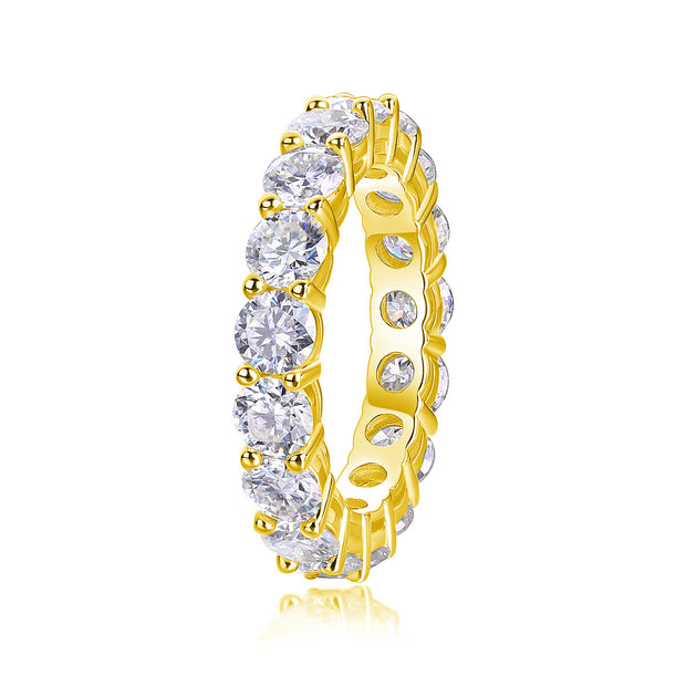 Starlight - Set With Top-quality Moissanite S925, Silver And Platinum-plated Diamond Wedding Ring. The Ring Can Be Tested With A Diamond Pen In Yellow Gold And Rose Gold