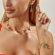 Christmas Tree Candy Snowman Pendant Necklace Holiday Fashion Necklace