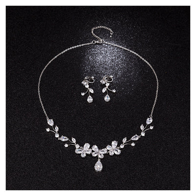 New Bridal Necklace And Earrings Suite Butterfly Zircon