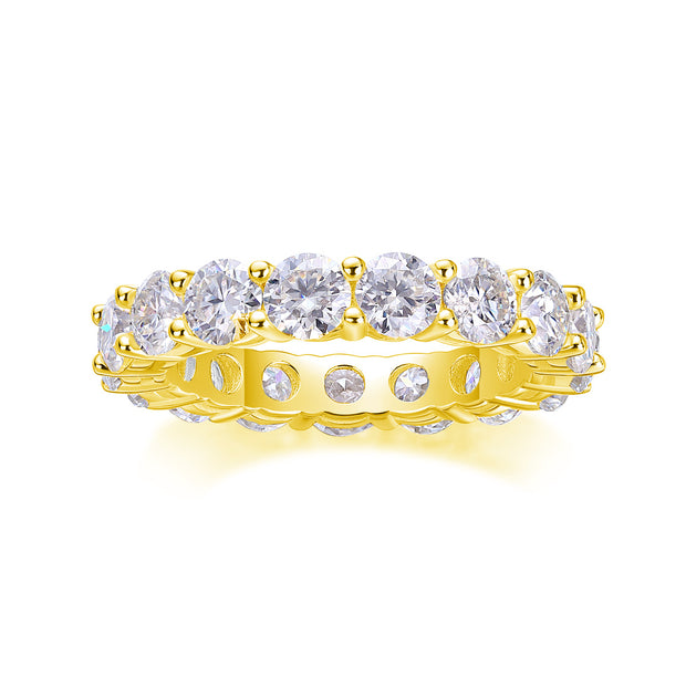 Starlight - Set With Top-quality Moissanite S925, Silver And Platinum-plated Diamond Wedding Ring. The Ring Can Be Tested With A Diamond Pen In Yellow Gold And Rose Gold