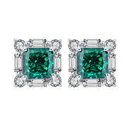 S925 Silver High Carbon Emerald Diamond Princess Square Diamond Set