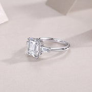 Starlight Mirror - Set With Top-quality Octagonal Moissanite S925 Silver And Platinum-plated Diamond Wedding Ring. The Ring Can Be Inspected With A Diamond Pen