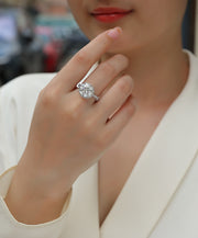 Starry Sky - A Wedding Ring Set With Top-quality 5-carat Moissanite S925 Silver And Platinum-plated Diamond. The Ring Can Be Inspected With A Diamond Pen