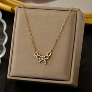 Bow Necklace Women's Diamond Fashion Short Necklace Bracelet