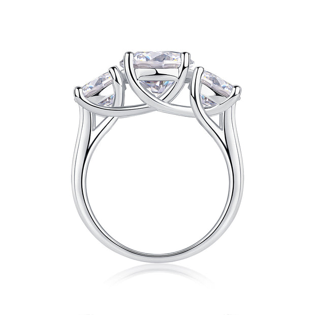 Three Lives Of Fortune - A Wedding Ring Set With Top-quality 3-carat Moissanite S925 Silver And Platinum-plated Diamond. The Ring Can Be Inspected With A Diamond Pen