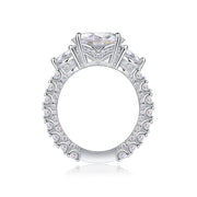 Three-diamond Shining - Set With Top-quality 5-carat Moissanite S925 Silver And Platinum-plated Diamond Wedding Ring. The Ring Can Be Inspected With A Diamond Pen