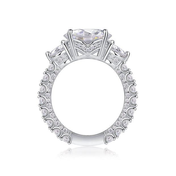 Three-diamond Shining - Set With Top-quality 5-carat Moissanite S925 Silver And Platinum-plated Diamond Wedding Ring. The Ring Can Be Inspected With A Diamond Pen