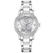 Butterfly Diamond-encrusted Luxury Women's Watch With Calendar And Steel Strap