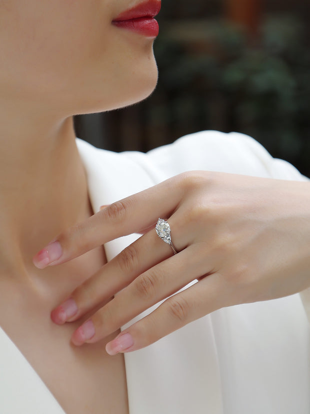 Guardian - A Wedding Ring Set With Top-quality Moissanite S925 Silver And Gold-plated Diamond. The Ring Can Be Inspected With A Diamond Pen