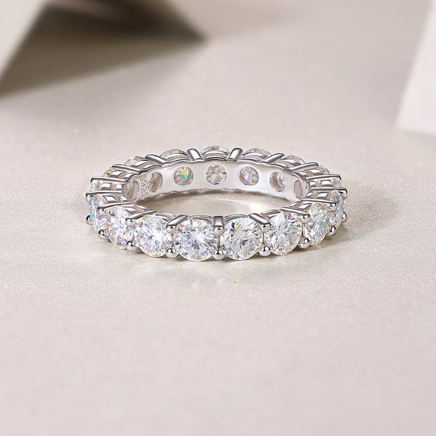 Starlight - Set With Top-quality Moissanite S925, Silver And Platinum-plated Diamond Wedding Ring. The Ring Can Be Tested With A Diamond Pen In Yellow Gold And Rose Gold