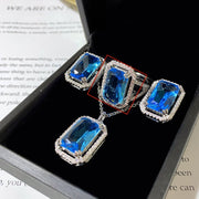 High-end Luxury Elegant Princess Rectangular Zircon Necklace