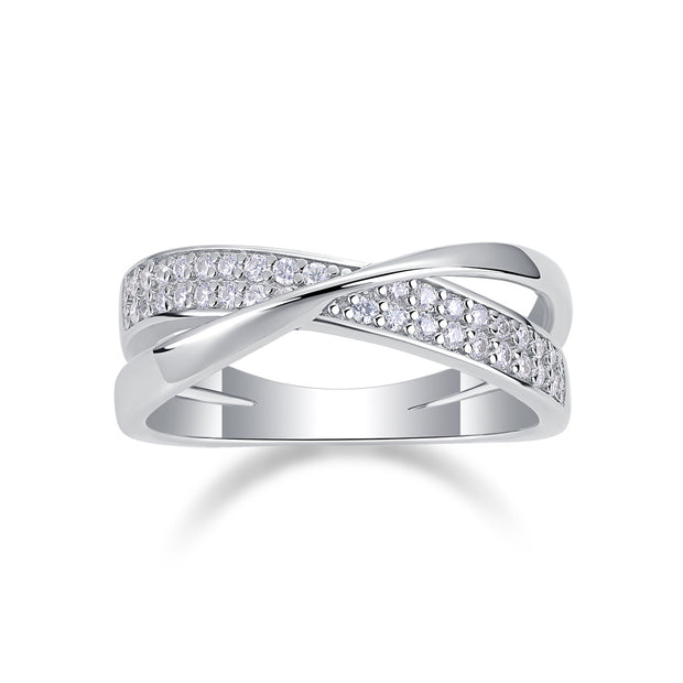 Dexterous Encircle - Set With Top-quality Moissanite S925 Silver And Platinum-plated Diamond Wedding Ring. The Ring Can Be Inspected With A Diamond Pen
