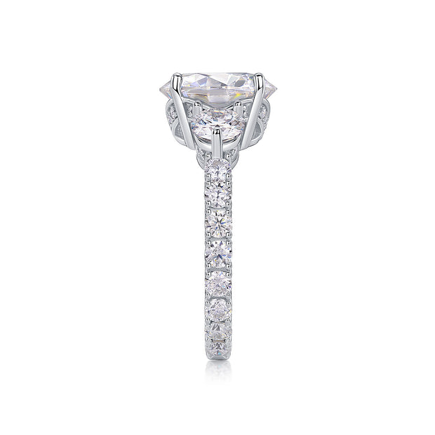 Three-diamond Shining - Set With Top-quality 5-carat Moissanite S925 Silver And Platinum-plated Diamond Wedding Ring. The Ring Can Be Inspected With A Diamond Pen