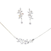 French Exquisite Zircon Leaves Super Fairy Bridal Wedding Necklace Earrings