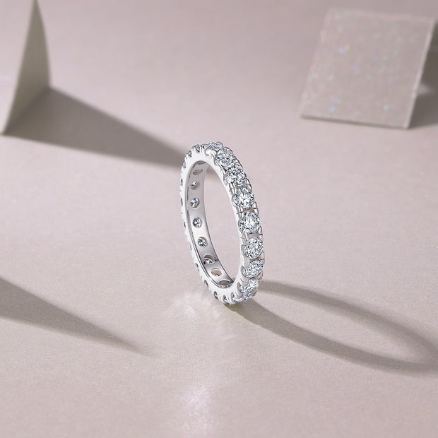 Spring Breeze For Ten Miles - A Wedding Ring Set With 0.1-carat Top-quality Moissanite S925 Silver And Platinum-plated Diamond Can Be Inspected With A Diamond Pen