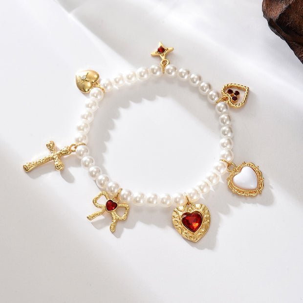 Cross Pendant Fashion Exaggerating Heart-shapaed Necklace Bracelet