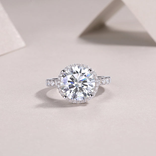 Starry Sky - A Wedding Ring Set With Top-quality 5-carat Moissanite S925 Silver And Platinum-plated Diamond. The Ring Can Be Inspected With A Diamond Pen