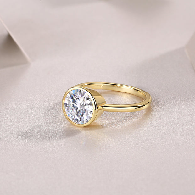 Time Foam - A Diamond Wedding Ring Set With Top-quality Round Moissanite S925 In Silver And Gold-plated. The Ring Can Be Inspected With A Diamond Pen