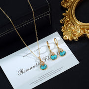 Retro Affordable Luxury Fashion Turquoise Gourd Earrings Premium Earrings And Necklace Set