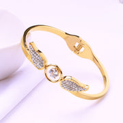 Angel Titanium Steel Hollow Bracelet Zircon Spring Opening