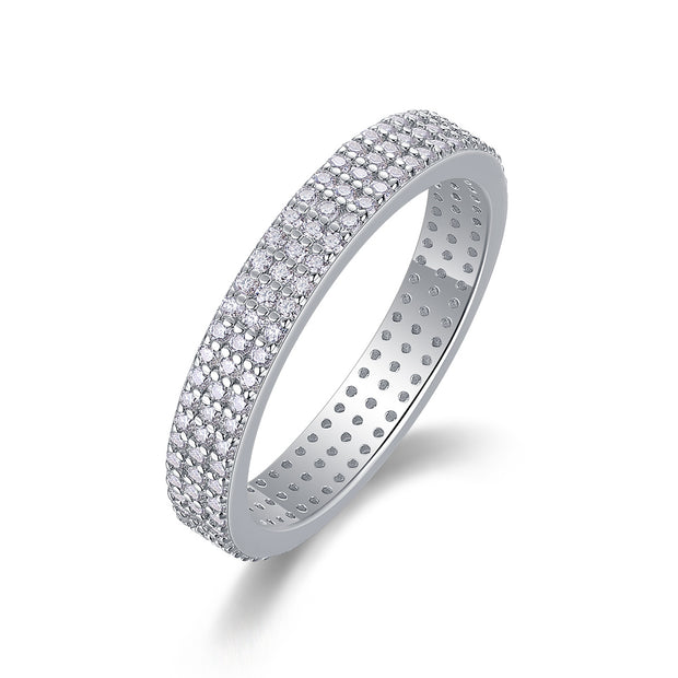 Light Up The Time - A Wedding Ring Set With Top-quality Moissanite S925 Silver And Platinum-plated Diamond Can Be Tested With A Diamond Pen