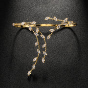 Female Geometric Heavy Industry Inlaid Zircon Leaf Bracelet