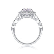 Moonlight Pupil - A Wedding Ring Set With Top-quality Egg-shaped Moissanite S925 Silver And Platinum-plated Diamond. The Ring Can Be Inspected With A Diamond Pen