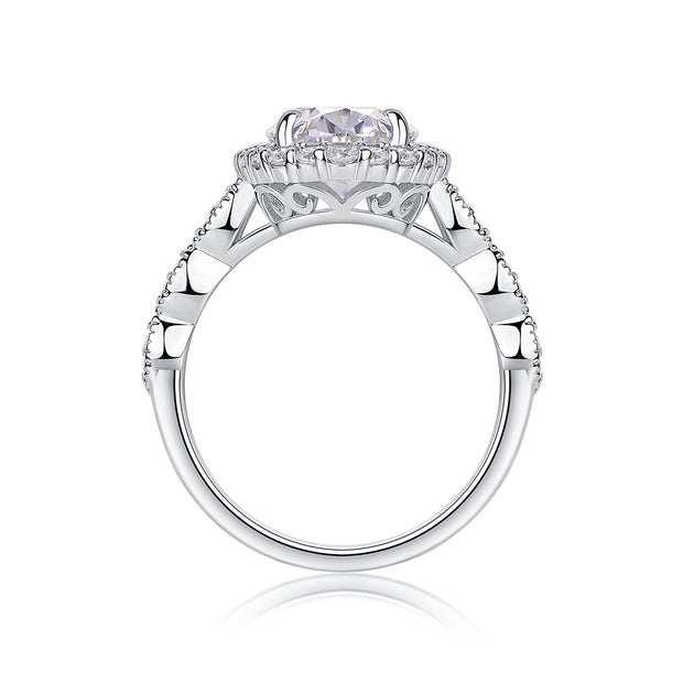 Moonlight Pupil - A Wedding Ring Set With Top-quality Egg-shaped Moissanite S925 Silver And Platinum-plated Diamond. The Ring Can Be Inspected With A Diamond Pen