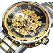 Business Leisure Hollow-out Room Gold Mechanical Watch