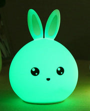 Cute Night Light Animal Rabbit Night lamps Touch Sensor Silicone LED Colorful Lights
