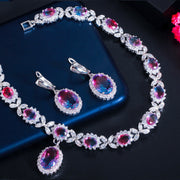 Dress Earrings Necklace Zircon Set Gradient Stone Set Chain