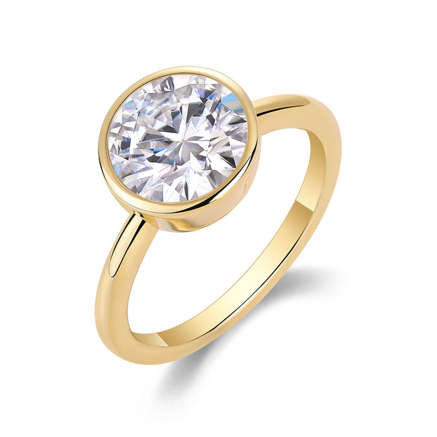 Time Foam - A Diamond Wedding Ring Set With Top-quality Round Moissanite S925 In Silver And Gold-plated. The Ring Can Be Inspected With A Diamond Pen