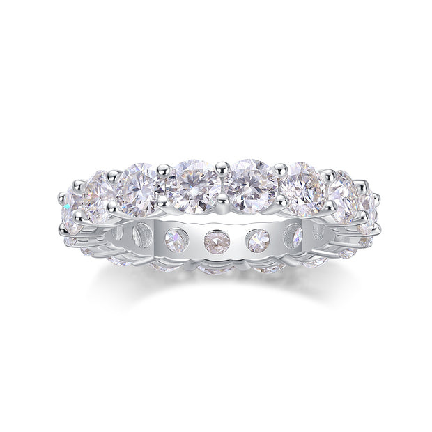 Starlight - Set With Top-quality Moissanite S925, Silver And Platinum-plated Diamond Wedding Ring. The Ring Can Be Tested With A Diamond Pen In Yellow Gold And Rose Gold