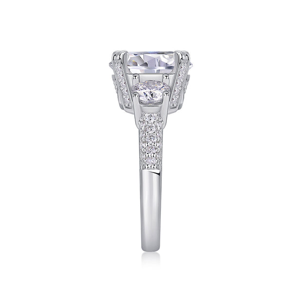 Dazzling Stars - A Wedding Ring Set With 5-carat Top-quality Moissanite S925 Silver And Gold-plated Diamond. The Ring Can Be Inspected With A Diamond Pen