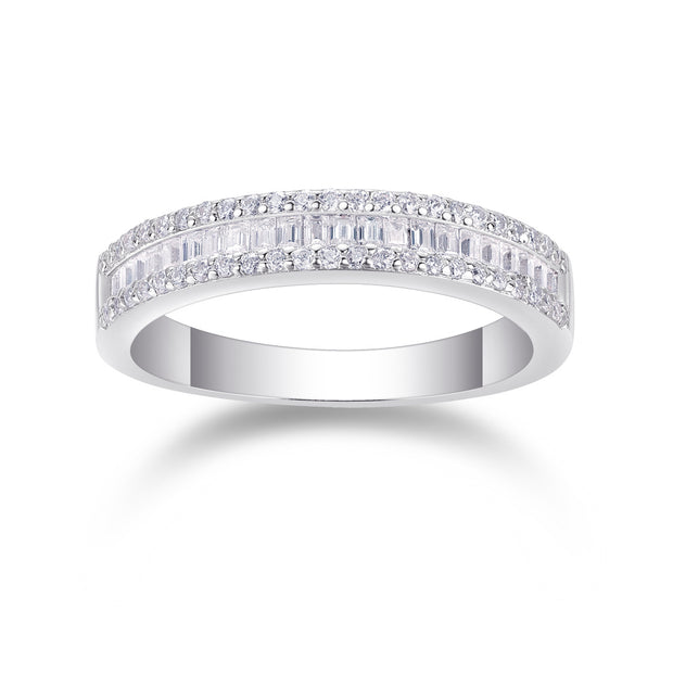 A Beautiful Moment - A Wedding Ring Set With Top-quality Moissanite S925 Silver And Platinum-plated Diamond Can Be Tested With A Diamond Pen