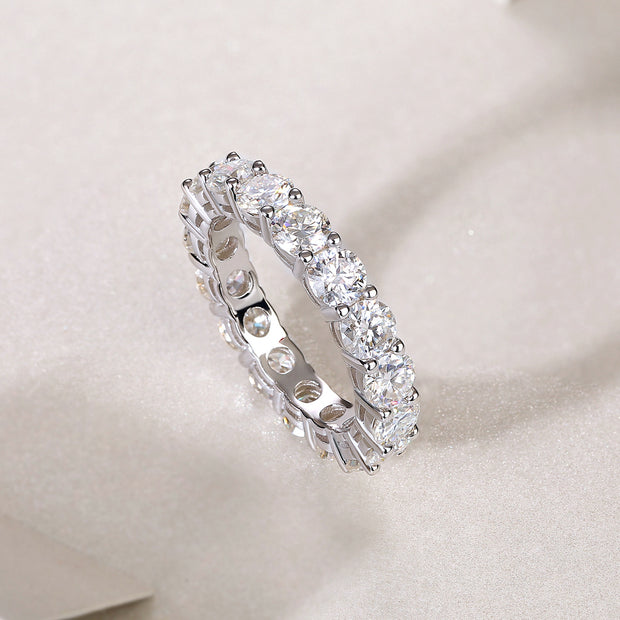 Starlight - Set With Top-quality Moissanite S925, Silver And Platinum-plated Diamond Wedding Ring. The Ring Can Be Tested With A Diamond Pen In Yellow Gold And Rose Gold