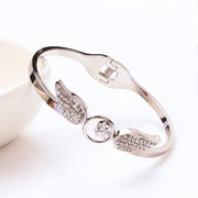 Angel Titanium Steel Hollow Bracelet Zircon Spring Opening