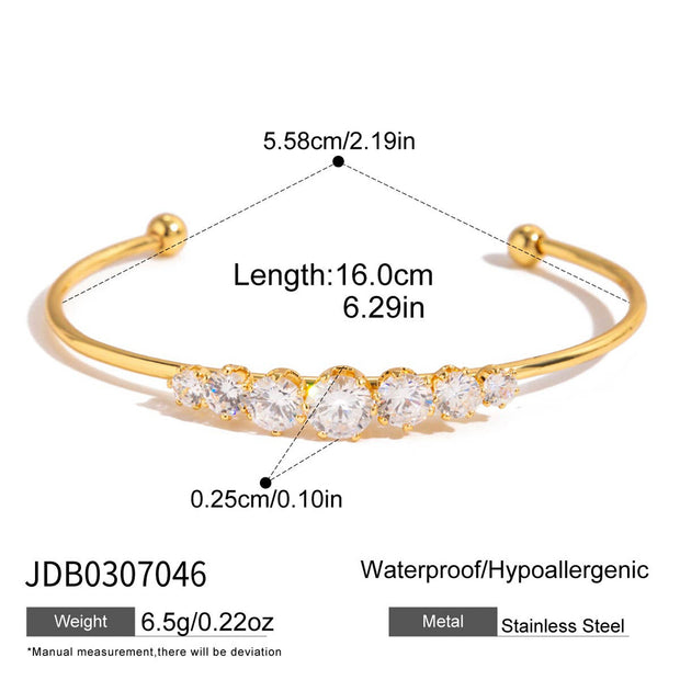 Round White Zircon Opening Bracelet