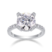 Radiant - Set With 5-carat Top-quality Moissan S925 Silver And Gold-plated Diamond Wedding Ring. The Ring Can Be Inspected With A Diamond Pen