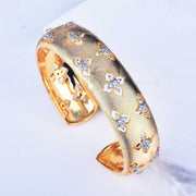 Hand-drawing Craft Lucky Four-leaf Clover Bracelet Female Retro Opening