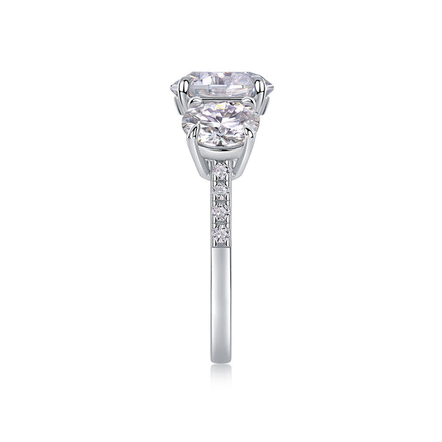 Three Shining Stars - A Wedding Ring Set With 3-carat Top-quality Moissanite S925 Silver And Gold-plated Diamond. The Ring Can Be Inspected With A Diamond Pen