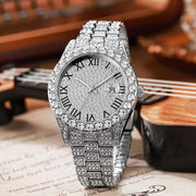 New Rhinestone Steel Watch Calendar Roman Starry Quartz Watch