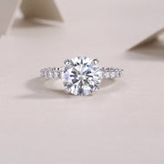 Affectionate And Tender - A 5-carat S925 Silver Diamond Wedding Ring Set With Top-quality Moissanite And Platinum Plating. The Ring Can Be Inspected With A Diamond Pen