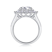 Sunflower - A Wedding Ring Set With Top-quality 3-carat Moissanite S925 Silver And Platinum-plated Diamond. The Ring Can Be Inspected With A Diamond Pen
