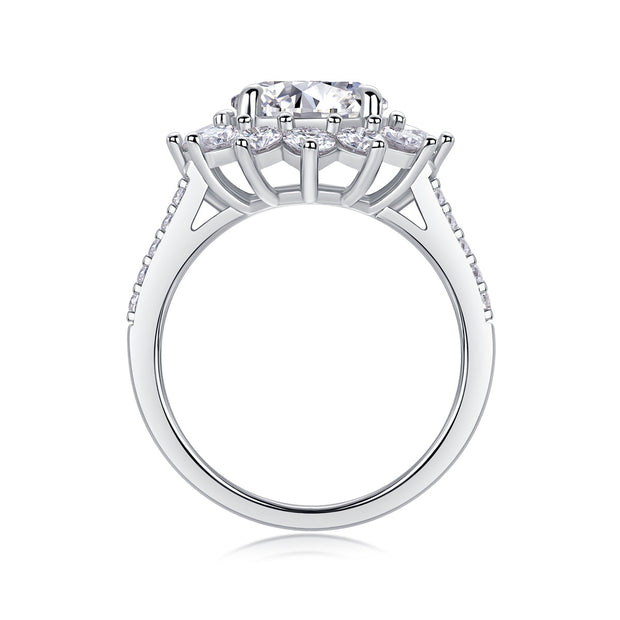 Sunflower - A Wedding Ring Set With Top-quality 3-carat Moissanite S925 Silver And Platinum-plated Diamond. The Ring Can Be Inspected With A Diamond Pen