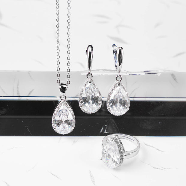Drop-shaped Zircon Non-fading Ornament Three-piece Set