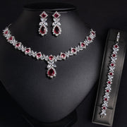 European And American Zircon Necklace Earring Bracelet Wedding Dress Bridal Three-piece Set