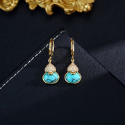 Retro Affordable Luxury Fashion Turquoise Gourd Earrings Premium Earrings And Necklace Set