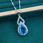Zircon Inlaid Water Drop Jewelry Earring Ring Necklace