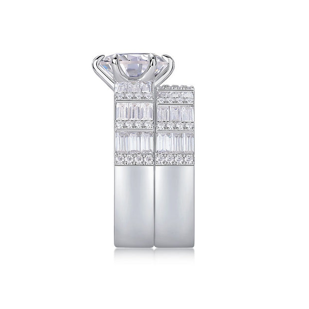 Vanilla - Set With 3-carat Top-quality Moissanite S925 Silver And Gold-plated Diamond Wedding Ring. The Ring Can Be Inspected With A Diamond Pen